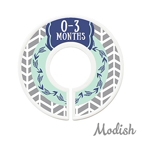 Modish Labels Baby Clothes Size Dividers, Baby Closet Organizers, Closet Size Dividers, Baby Closet Organizers, Clothes Organizer, Boy, Woodland, Arrows, Tribal, Navy, Blue, Mint, Grey, Gray (Baby) #TOP2