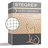 STEGREIF Katzennetz für Balkon - Katzen Schutznetz Olivgrün- Drahtverstärkt (6 x 3 Meter, Olivgrün)