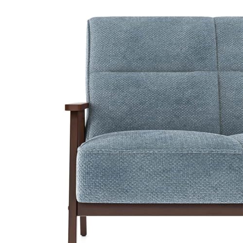 Image of Urban Ladder Logan 3 Seater Wooden Sofa in Blue Colour