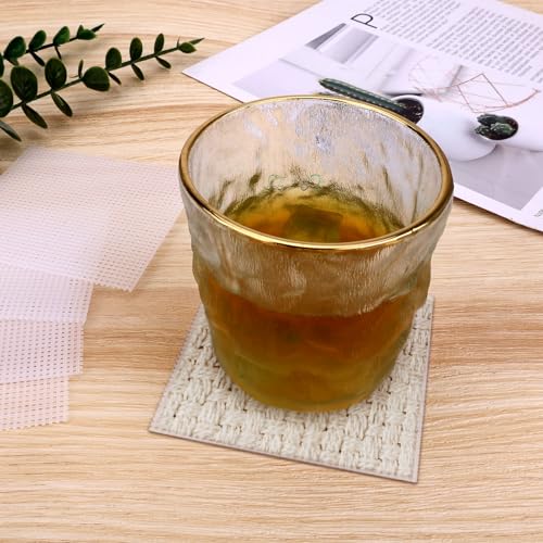 Image of 12pcs Plastic Mesh Canvas Sheets, 14 CT Multiple Shapes Plastic Mesh Screen Craft Canvas Sheets for Cross Stitch Embroidery Aida Cloth Needlepoint DIY Crochet Projects