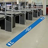 Social Distancing 6フィートフロア&通路マーキングサイン 10枚パック | 丈夫なビニールデカール 病院 ショッピング 通路 食料品ライン 州および連邦ビル用 (ブルー)