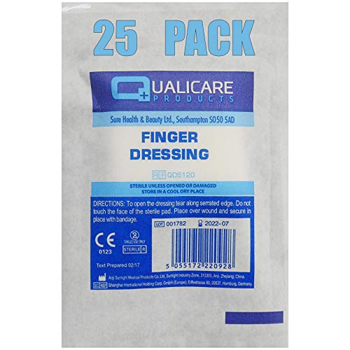 25 Pack of QUALICARE First AID STERILE Medical Adhesive Finger Wound Cut Bandage DRESSINGS