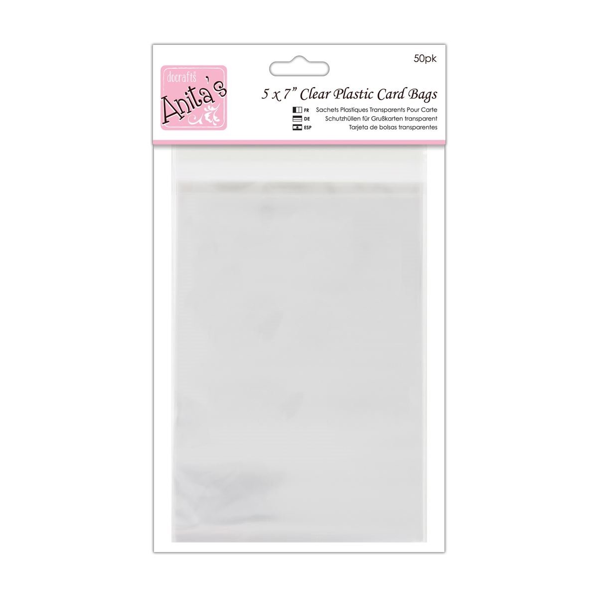 Anita'sAnita's 193 x 142 mm Plastic Card Bag with 25 mm Lip, Pack of 50, Transparent