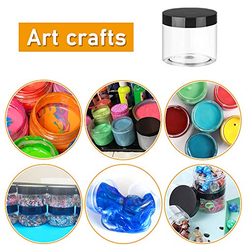 20 Pack 2 Oz Clear Plastic Round Slime Containers,Empty Plastic Storage Jars With Black Lids,Refillable Storage Container For Slime,Cosmetic,Cream,Paint,Jewelry #TOP4