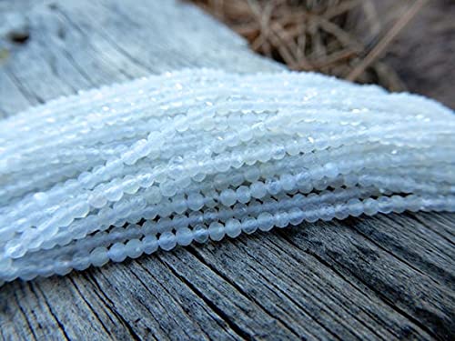 Perles de pierre de lune blanche 2mm micro-facettées pour la création de bijoux DIY de 33cm