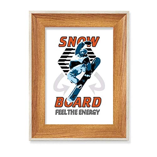 Planche à neige illustration sport d'hiver avec cadre photo en bois de bureau - 2
