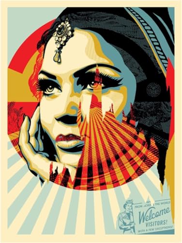 Shepard Fairey Vintage Poster Peace Woman sur toile de lin haut de gamme 40x60