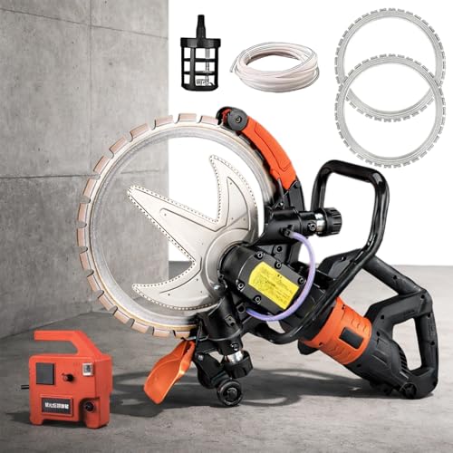 Scie Annulaire Électrique à Béton 410mm 9500W avec Pompe à Eau & Lame, Coupe Humide Professionnelle avec Suppression de Poussière pour Rainurage dans le Béton, la Briquie, la Pierre et les Armatures