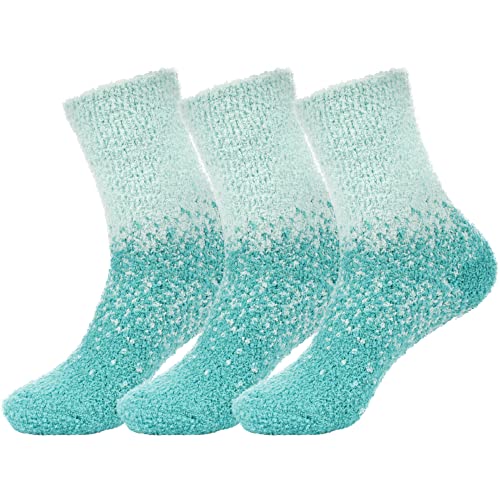 BambooMN Womens Fuzzy Colorful Socks - 3 Pair Packs