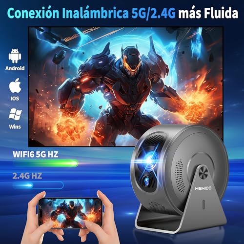 Mini Proyector [Built-in Apps] Support 4K 1080P Proyector Portátil 2026 Upgraded, Auto Focus & Auto Keystone y 360°Rotable con WiFi 6 Bluetooth 5.4 Compatibile con HDMI/TV Stick/USB/Laptop-Gris - imagen 6