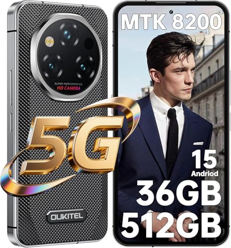 OUKITEL WP210 5G Outdoor Handy Mobile Phone Android 15, 36GB+512GB MTK Dimensity 8200（3.1GHz）,6.7" FHD Super AMOLED Display,Smartphone ohne vertrag, 108MP+32MP, 45W Fast Charge,Dual SIM,Schwarz
