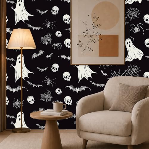 Image of Nuxovilar Ghost Halloween Party Decor Wallpaper 12x18In PVC