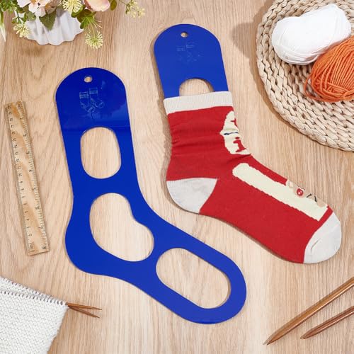 BENECREAT 2Pcs Acrylic Sock Blockers, Blue Knitting Sock Ruler Stocking Blockers Socking Stretchers for Knitting & Crochet Stocking Knitters, 3mm Thick by BENECREAT - Image 5