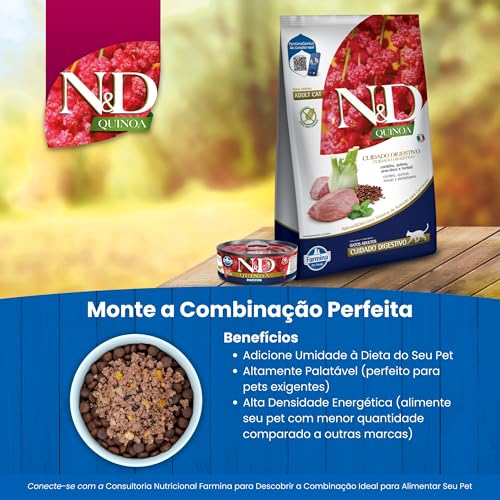 Farmina N&D Quinoa Cuidado Digestivo para Gatos Adultos de Todas as Raças Sabor Cordeiro, Quinoa, Er