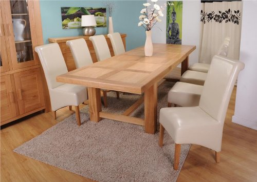 Monaco Chunky Solid Oak Furniture Extra Large Dining Table Ten Marseille Chairs Amazon Co Uk Kitchen Home