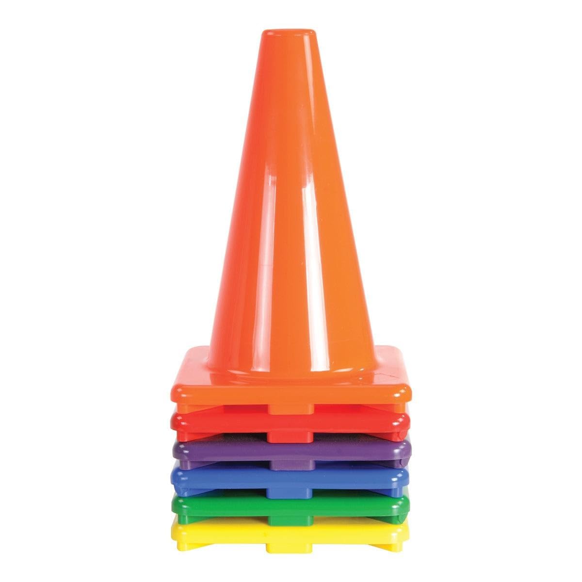 Kaplan Early Learning 12" Outdoor Durable Rainbow Cone - Set of 6 Colorful Multi-Purpose Cones for Playgrounds, Obstacle Courses, and More - Image 3