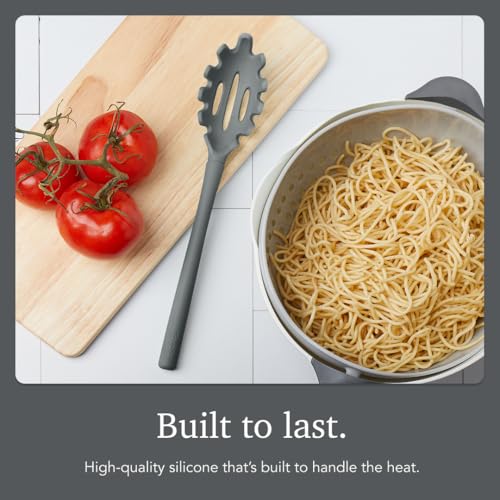 Image of Tovolo Pasta Claw Spaghetti Spoon Scoop Charcoal Gray Silicone Pasta Spoon with Teeth, BPA Free Silicone Pasta Fork for Serving Spaghetti Linguine and Noodles, Heat Safe Pasta Serving Spoon