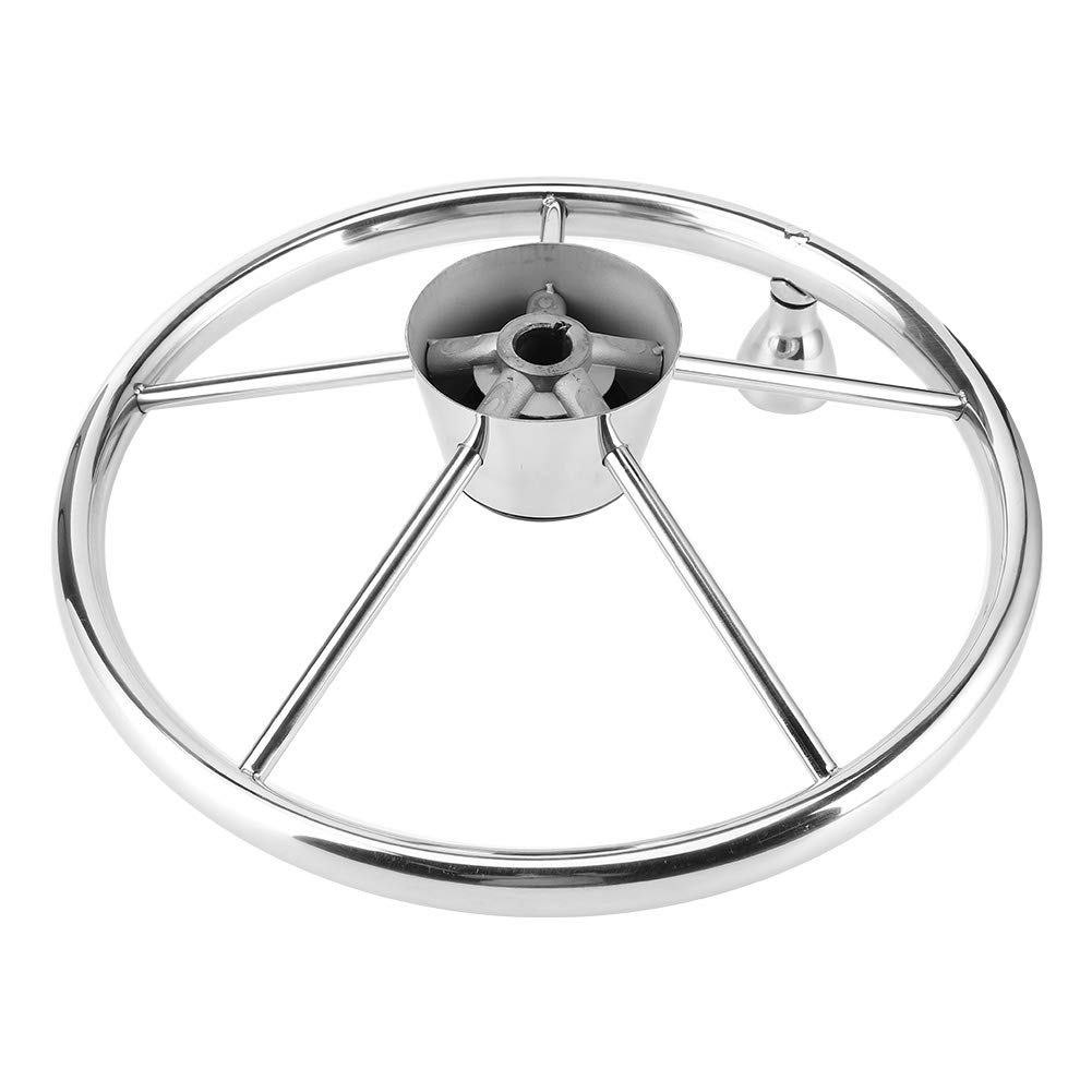 Volante per barca, Volante universale in acciaio inossidabile a 5 razze 13,5 pollici con pomello, Accessori nautici per barche