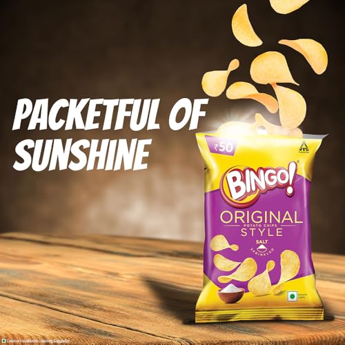 Image of Bingo Original Style Salt Sprinkled - Flat Cut Salted Potato Chips Pack For Snacks - 85 /90 Grams(weight may vary) (Pack of 2)
