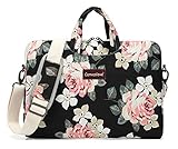 Canvaslove 15 inch White Rose Water Resistant Laptop Shoulder Messenger Bag Sleeve Case for MacBook Pro 16 inch and 15 inch-15.6 inch laptop