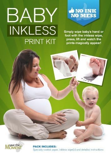Inkless Wipe Hand & Foot Print Kit by Save The Moment - 1 Large Coated Paper & 1 Inkless Wipe (Black)