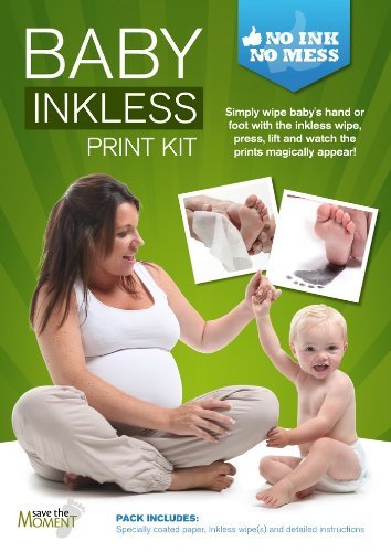 Inkless Wipe Hand & Foot Print Kit by Save The Moment - 1 Large Coated Paper & 1 Inkless Wipe (Black)