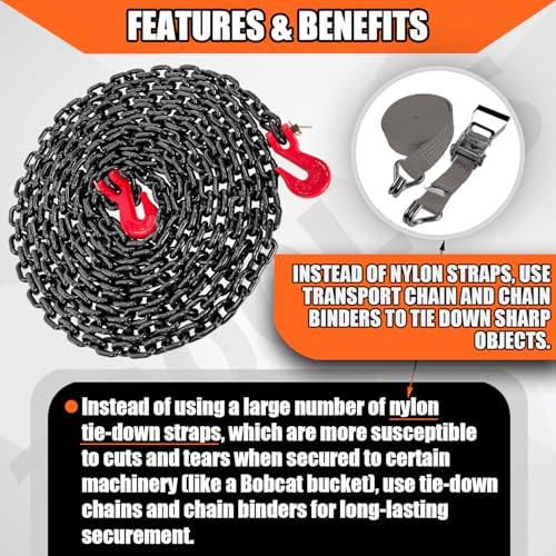 YATOINTO Corrente de fichário de transporte G80 1/10.2 cm x 20Ft com ganchos de garra de manilha ver