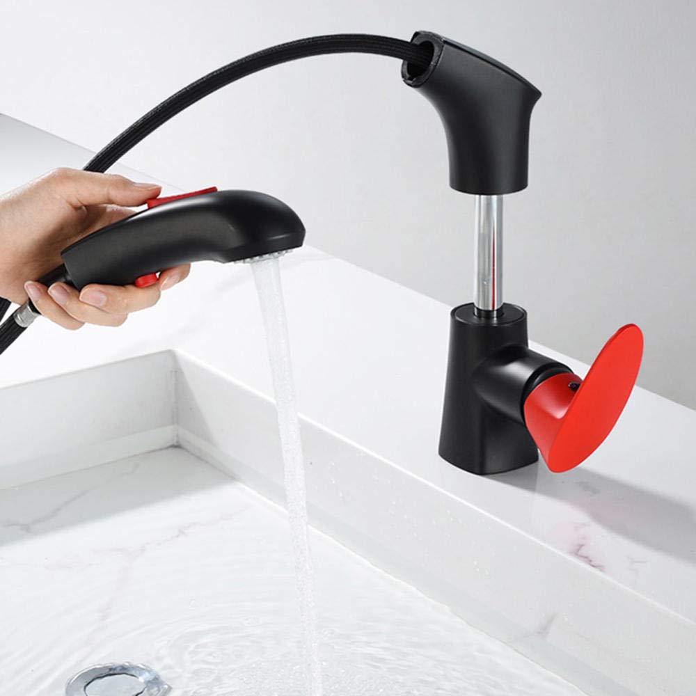 Grifo de lavabo de latón negro con acabado mate premium y caño elevable 8