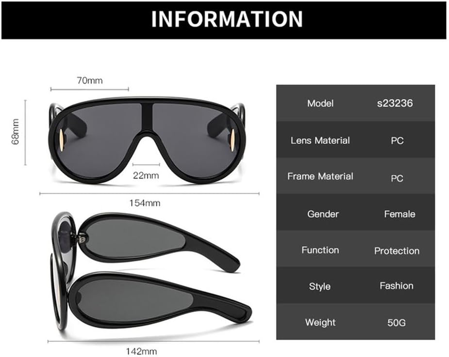 Sports Punk Oversized Sunglasses Steampunk Women Men Personality Ladies Eyewear Goggle UV400