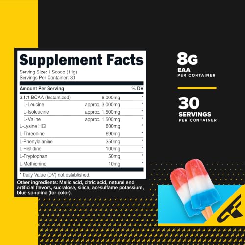 Image of Primaforce EAA Powder (30 Servings, Rocket Pop Flavor) - Essential Amino Acids for Pre /Intra Workout and Recovery - Non-GMO and Gluten Free
