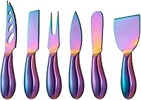 Vista 6 de Juego de cuchillos de queso negro, 6 piezas, cortador, tenedor, esparcidor, colección de herramientas de acero inoxidable