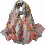 Pokeedioty Scarfs for Women Lightweight Scarves Elegant Floral Pattern Sheer Scarfs Shawls Wraps