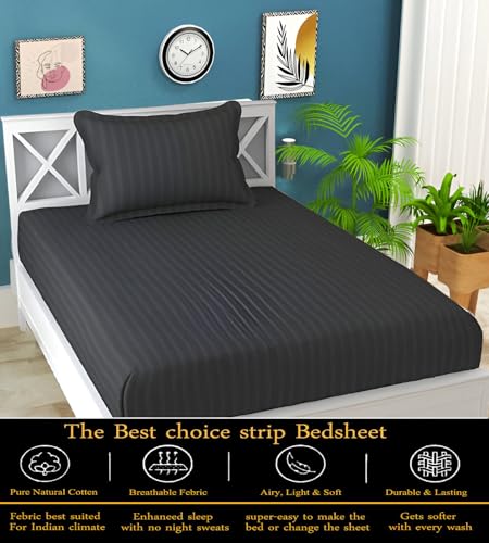 Image of 220 Cotton Feel 1 Single Bedsheet with 1 Pillow Cover (90X60 Inch) Grey