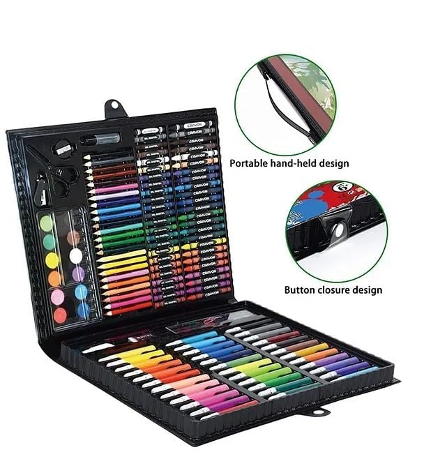 Image of Brand Conquer Art Supplies Set with Carry Case - Drawing & Painting Kit for Boys & Girls | Includes Markers, Crayons, Oil Pastels, Watercolors, Colored Pencils | Gift for Kids