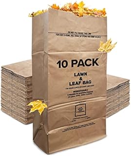 30 Gallon Kraft Lawn and Leaf Bags (10 Pack) Eco-Friendly Heavy Duty Large Paper Trash Bags, Tear Resistant Yard Waste Bags for Grass Clippings, Wet and Dry Leaves, Weeds, and Twigs - Stock Your Home
