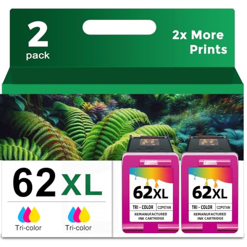 62XL Color Ink Cartridges Combo Pack Replacement for HP 62 XL Ink Tri-Color