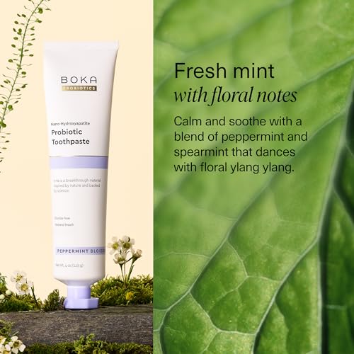 Image of Boka Probiotic Toothpaste - Fluoride Free, Nano Hydroxyapatite Toothpaste - Made with Probiotics - Peppermint Blossom, 4 Fl Oz, 1Pk