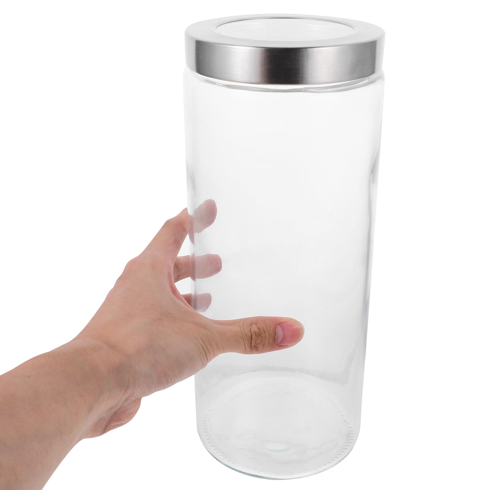 Rundglas Vorratsbehälter mit Luftdichtem Verschluss für Lebensmittel | Transparentes Glas, 1 Stück, für Haferflocken, Nüsse und Snacks, Frischeaufbewahrung, Rundes Format