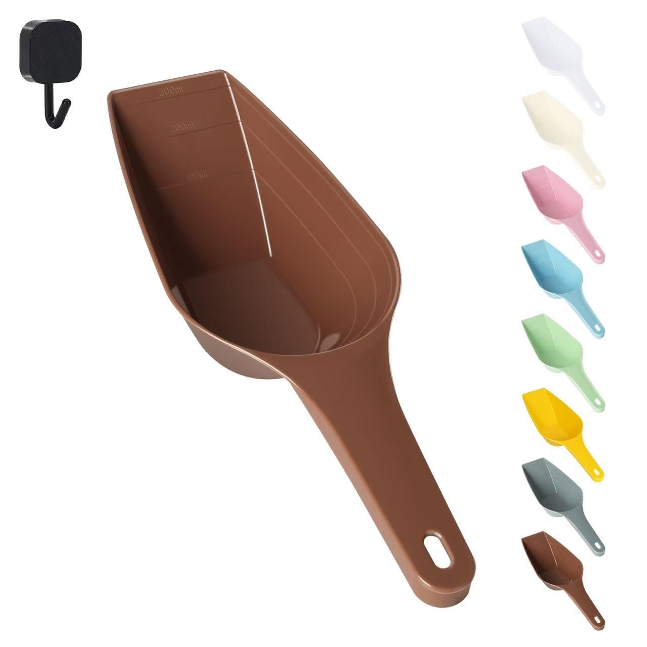 Dog Food Scoop, 2 Cup Capacity Dog Food Scoop With Measuring Lines For Dog, Puppy and Cat Coffee Bean Scoop, Flour Scoop (Coffee)