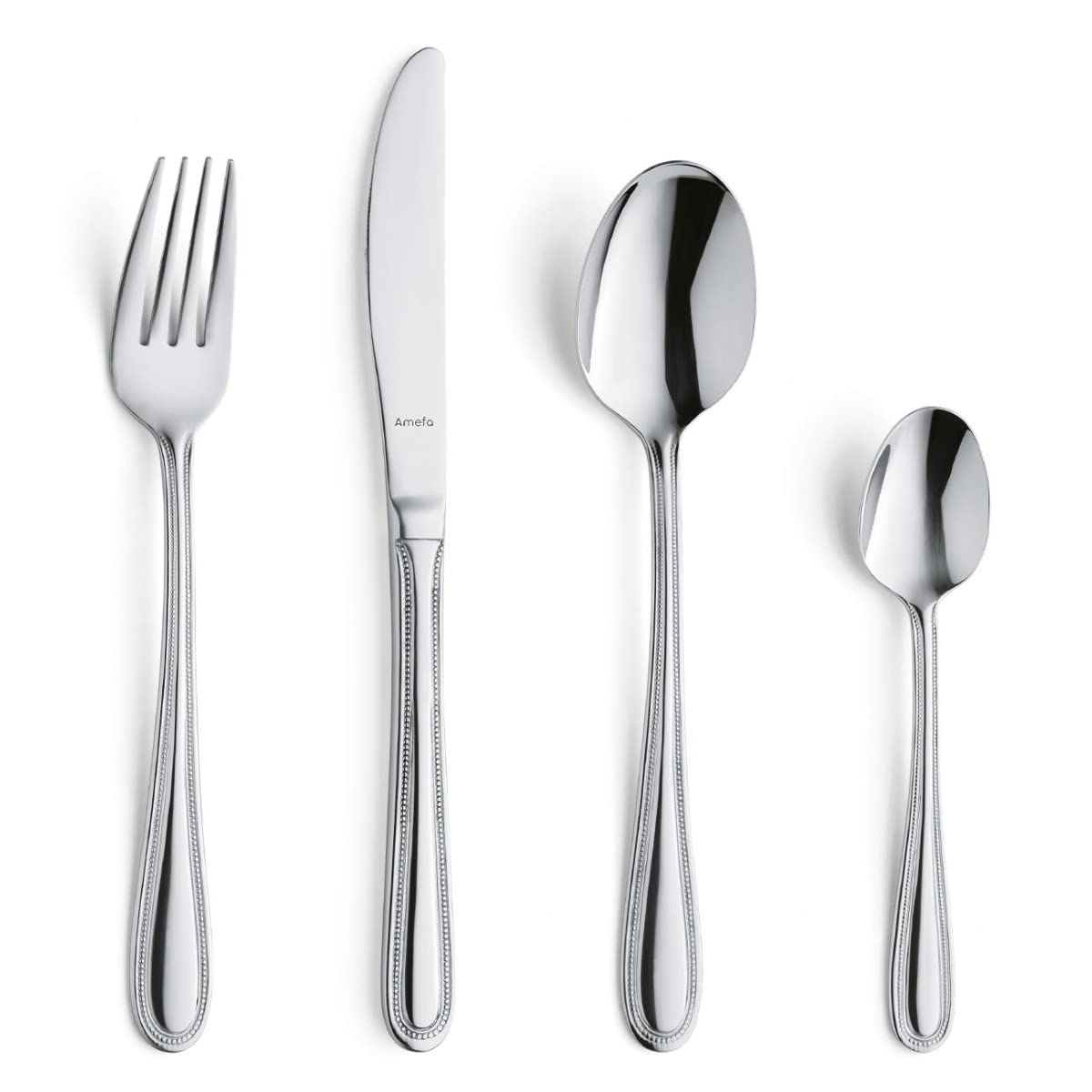 Pearl 24-Piece Cutlery Set for 6 – Stainless Steel Flatware – Table Knives, Forks, Spoons & Teaspoons – Modern Silver Dining Set, Dishwasher Safe