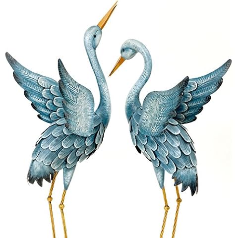 Bits and Pieces - Japanese Blue Heron Metal Garden Sculpture Set Cover