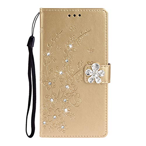 Lomogo Leather Wallet Case for iPhone 8 / iPhone 7 with Stand Feature Card Holder Magnetic Closure, Shockproof Flip Case Cover for Apple iPhone7 / iPhone8 - LOXCH020023 Gold