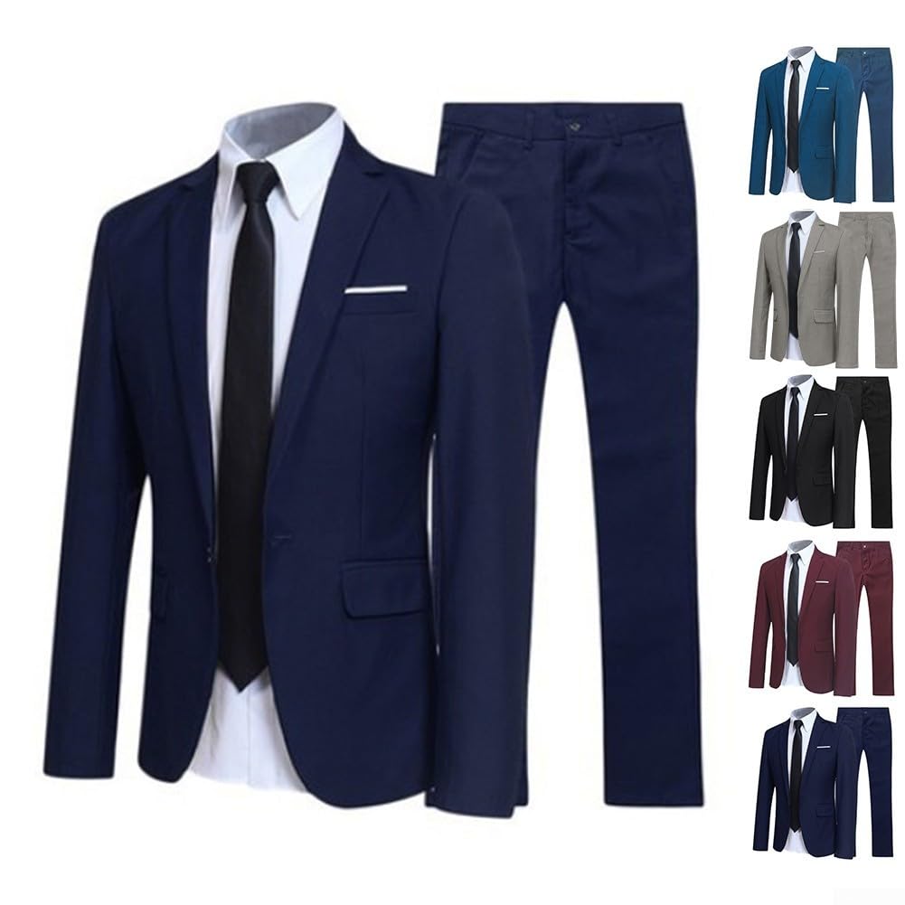 Completo elegante da uomo in tre pezzi con giacca, pantaloni e cravatta per eventi formali (2XL Nero)