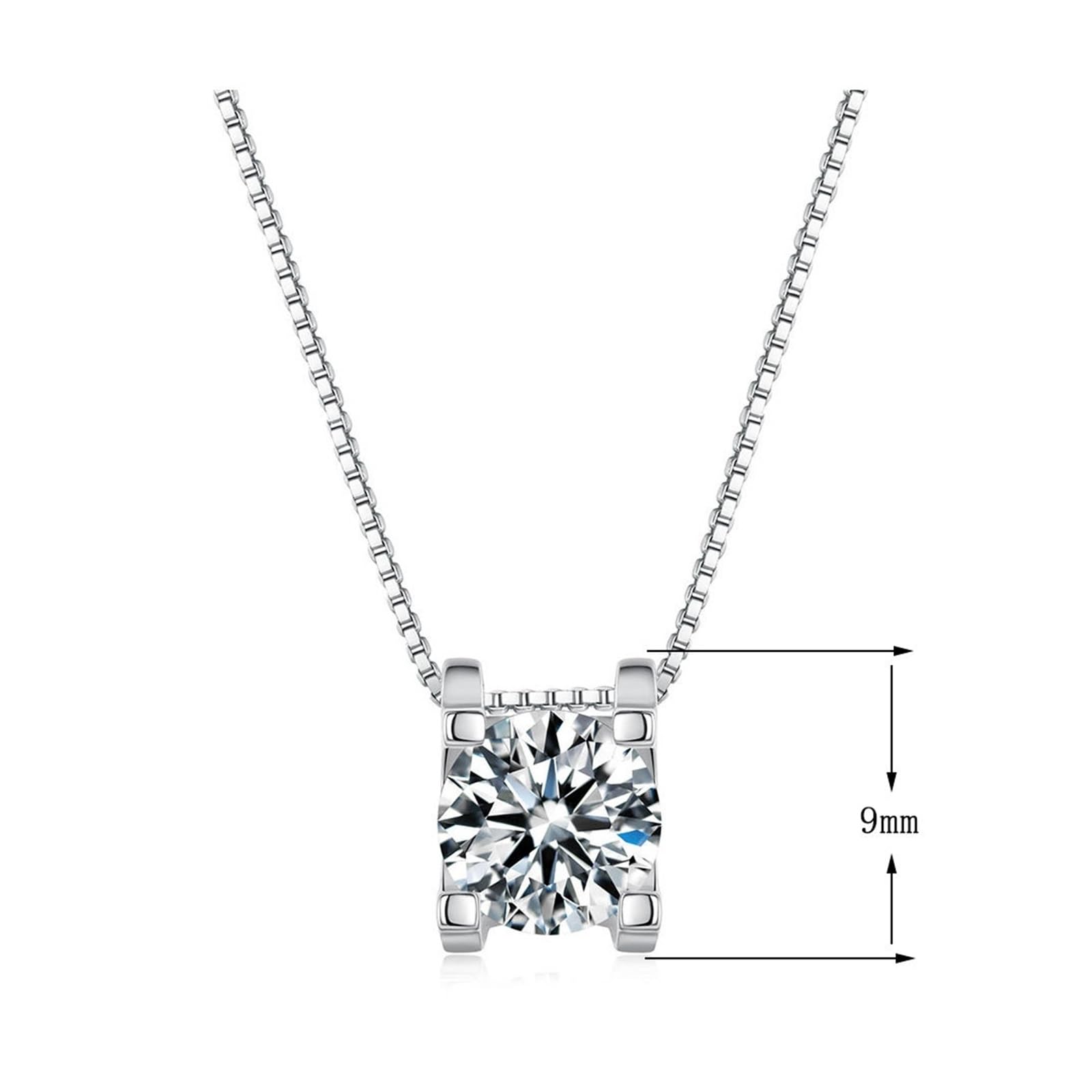 Collares minimalistas de oro blanco y platino para mujer, collar minimalista de 4 puntas solitario de oro blanco para mujer, moissanita