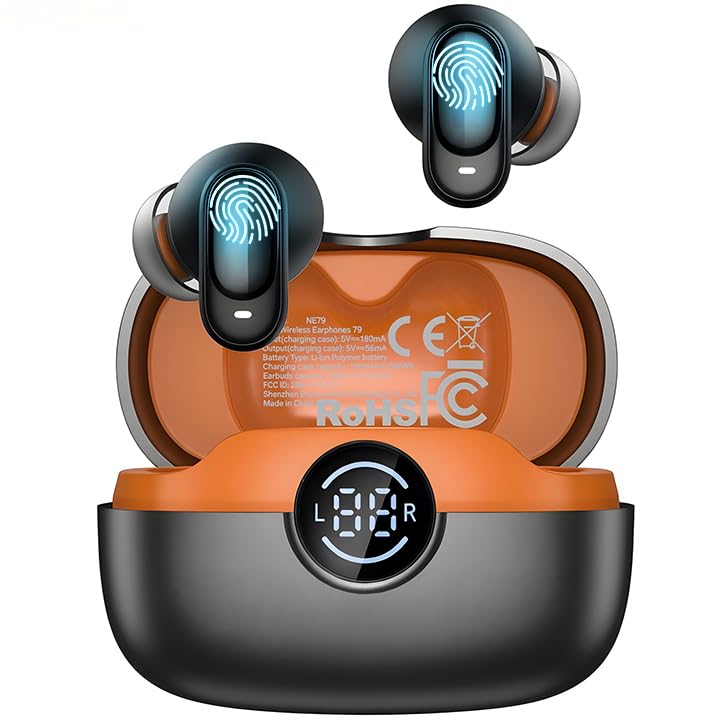 Wireless Bluetooth Earbuds, NE79 AI Translation Earbuds, 164 Languages, Bluetooth 6.0 Wireless Headphones with LED Display &amp; ANC, 60H Playtime, IPX7, Hi-Fi Stereo Sound for Travel, Business, Workout
