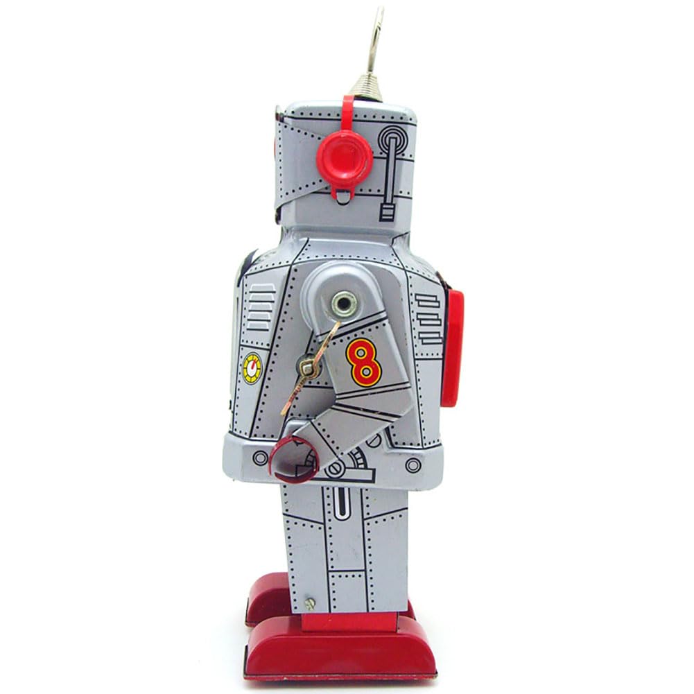 Vento Fino Giocattolo MS403 Fiery Robot Latta Giocattolo retrò Adulto Giocattolo da Collezione Vintage da Collezione Bambini Regalo (Argento)