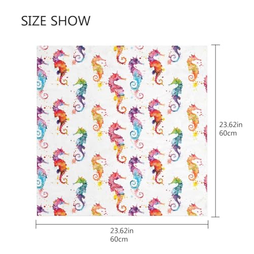 Women's Square Silk Hair Scarves and Wraps Headscarf Seahorses Colorful Head Neck Scarf Bandana 24inch2