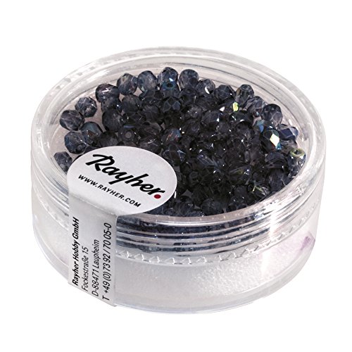 Rayher 14202850 Glass Cut Beads, 3 mm, Iridescent Box of 100, Onyx, 3mm ø - Image 2