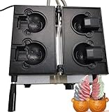 Generic Yovtekc 2PCS Open Mouth Bear Shaped Waffle Maker, Electric Ice Cream Bear Waffle Maker, Commercial Waffle Maker Machine for Restaurant Snack Bar, Non-Stick Inner 1600W 110V, 35*41*32cm