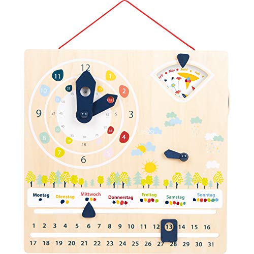 small foot Lerntafel Holz, UVM, Lernuhr mit Kalender „Educate“, Lernen von Uhrzeit, Wetter und Wochentagen, für Kinder ab 5 Jahren, 11625, Mehrfarbig, S – Bild 6